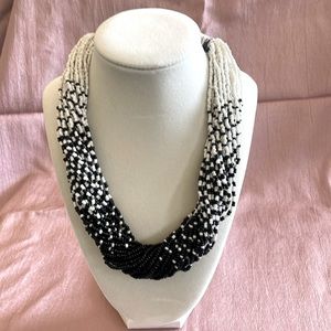 Black & White 30 strand seed bead necklace.